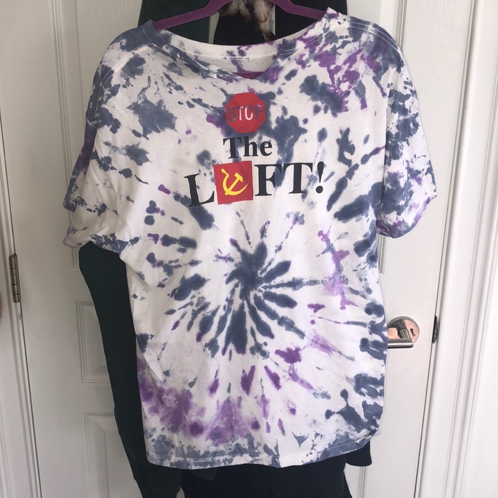 tie dye stop the left t shirt